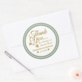 Sticker Rond Gold Merci Sage Green Wedding Favor (Enveloppe)