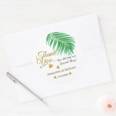 Sticker Rond Gold Merci Tropical Wedding Favor (Enveloppe)