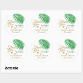 Sticker Rond Gold Merci Tropical Wedding Favor (Feuille)