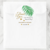 Sticker Rond Gold Merci Tropical Wedding Favor (Sac)