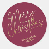 Sticker Rond Gold Merry Christmas Cranberry (Devant)