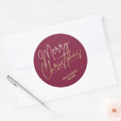 Sticker Rond Gold Merry Christmas Cranberry (Enveloppe)