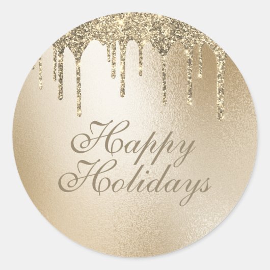 Sticker Rond Gold Metallic Parties scintillant Drip Élégant Joy (Devant)