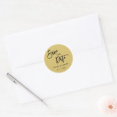 Sticker Rond Gold Modern Calligraphie Mariage Enregistrer la da (Enveloppe)