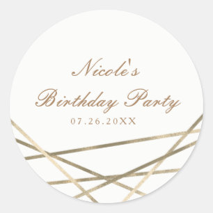 Sticker Rond Gold Modern Lignes géométriques Chic Glam Party Fa
