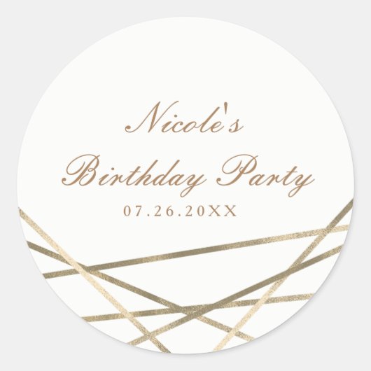 Sticker Rond Gold Modern Lignes géométriques Chic Glam Party Fa (Devant)
