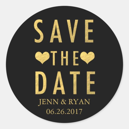 Sticker Rond Gold Modern Simple Enregistrer la date (Devant)