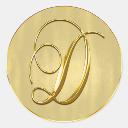 Sticker Rond Gold Monogram D Seal Faire-part de mariage Holiday (Devant)