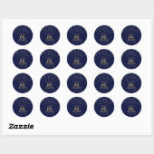 Sticker Rond Gold Navy Blue Confetti 60e fête d'anniversaire Fa (Feuille)