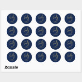Sticker Rond Gold & Navy Lettering 60e Anniversaire Favor (Feuille)