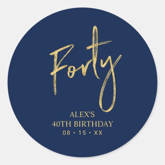 Sticker Rond Gold & Navy Lettering Quarante-40e Anniversaire Fa (Devant)
