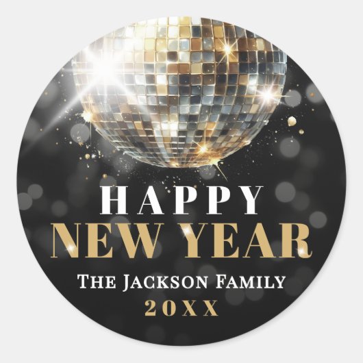 Sticker Rond Gold New Year's Eve Party (Devant)