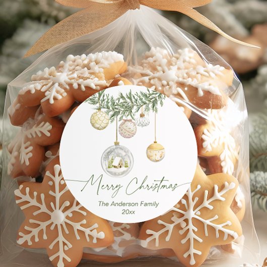 Sticker Rond Gold Ornament Greenery Christmas 