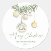 Sticker Rond Gold Ornament Greenery Christmas  (Devant)