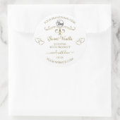 Sticker Rond Gold Ornate Cute Hearts Blanc Produit Logo Étiquet (Sac)