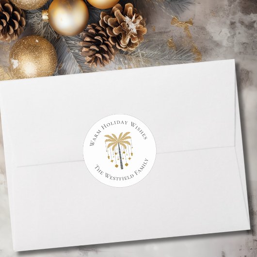 Sticker Rond Gold Palm Tree Chaleureux Vacances
