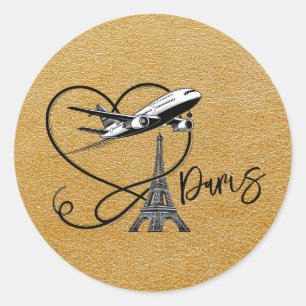 Sticker Rond Gold Paris Passport