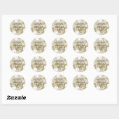 Sticker Rond Gold Parties scintillant Bokeh Nom et adresse pers (Feuille)