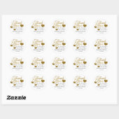 Sticker Rond Gold Parties scintillant Coeur Merci mariage Faveu (Feuille)