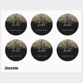 Sticker Rond Gold Parties scintillant Confetti Black 10e annive (Feuille)