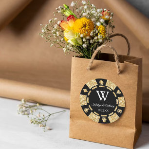 Sticker Rond Gold Parties scintillant Poker Chip Casino Fête de