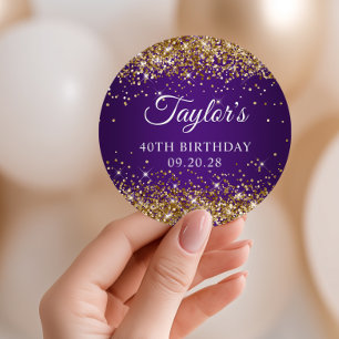 Sticker Rond Gold Parties scintillant Royal Purple 40e annivers