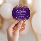 Sticker Rond Gold Parties scintillant Royal Purple 40e annivers