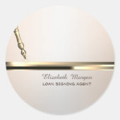 Sticker Rond Gold Pen Stripe Luminouse Notary (Devant)
