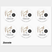 Sticker Rond Gold Personnalisé Nom d'entreprise Merci (Feuille)