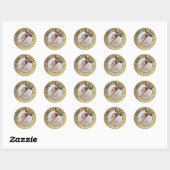 Sticker Rond Gold Photo Wedding Enregistrer La Date (Feuille)