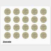 Sticker Rond Gold Plaid Nom et adresse personnalisés (Feuille)