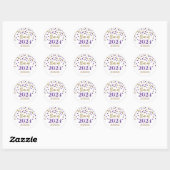 Sticker Rond Gold Purple Confetti Graduation 2024 (Feuille)