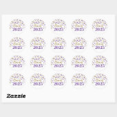 Sticker Rond Gold Purple Confetti Graduation 2025 (Feuille)