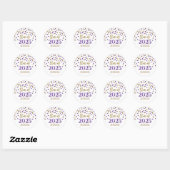 Sticker Rond Gold Purple Confetti Graduation 2025 (Feuille)