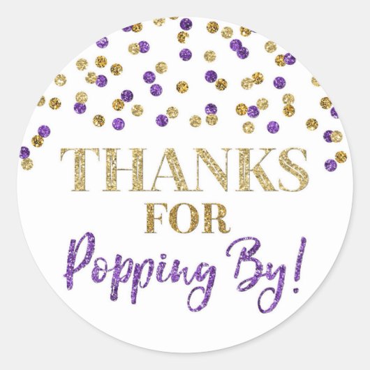 Sticker Rond Gold Purple Confetti Merci pour Popup By (Devant)
