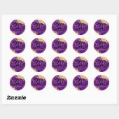 Sticker Rond Gold Purple Floral Parties scintillant 30e Anniver (Feuille)