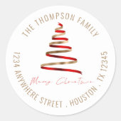 Sticker Rond Gold Red Christmas Tree Nom de retour (Devant)