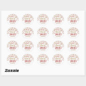 Sticker Rond Gold Red Confetti Graduation 2025 (Feuille)
