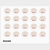 Sticker Rond Gold Red Confetti Graduation 2025 (Feuille)