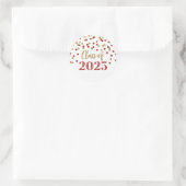 Sticker Rond Gold Red Confetti Graduation 2025 (Sac)