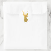 Sticker Rond Gold Reindeer Silhouette Vacances modernes (Sac)