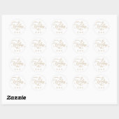 Sticker Rond Gold Romantic Classy Mariage de calligraphie (Feuille)