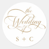 Sticker Rond Gold Romantic Classy Mariage de calligraphie (Devant)