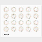 Sticker Rond Gold Rose Blush FlorNames Mariage Aquarelle (Feuille)