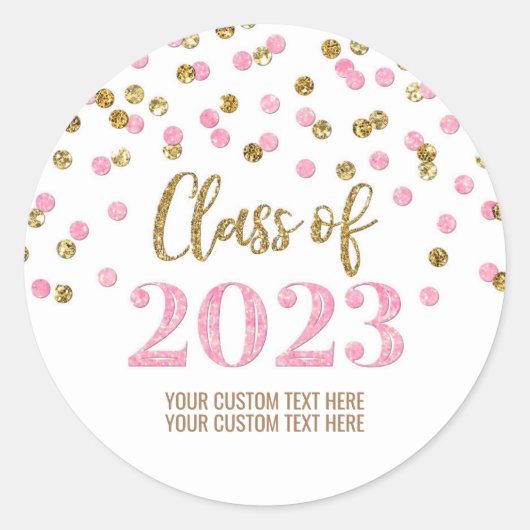 Sticker Rond Gold Rose Confetti Graduation 2023 (Devant)