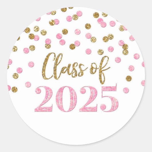 Sticker Rond Gold Rose Confetti Graduation 2025 (Devant)