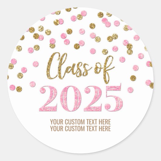 Sticker Rond Gold Rose Confetti Graduation 2025 (Devant)