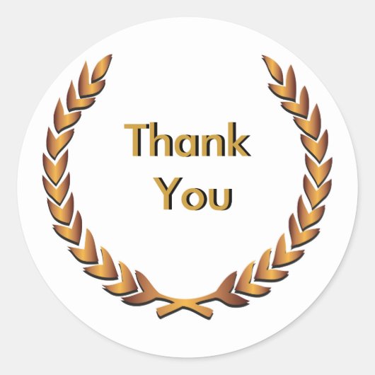 Sticker Rond Gold Rustic Laurel Wreath Merci (Devant)