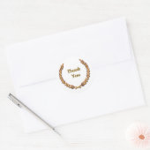 Sticker Rond Gold Rustic Laurel Wreath Merci (Enveloppe)