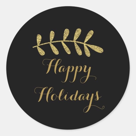 Sticker Rond Gold Rustic Leaf Élégant Simple Black Fall (Devant)